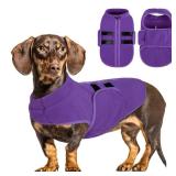 Queenmore Medium Dog Sweaters, Soft Fleece Vest Pullover Dog Jacket with Leash Hole, Warm Winter Dog Clothes Cold Weather Doggy Dachshund Sweater for Medium Dogs Cats Boy or Girl (Lavender, M)