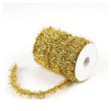 WBCBEC 66ft Metallic Holiday Tinsel Twist Glitter Garland Decoration for Christmas Tree, Wedding & Birthday Parties (Gold)