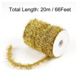 WBCBEC 66ft Metallic Holiday Tinsel Twist Glitter Garland Decoration for Christmas Tree, Wedding & Birthday Parties (Gold)