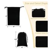Tapleap Velvet Drawstring Bags, 12Pcs Black Coin Pouch, 4x6, Wedding, Valentine