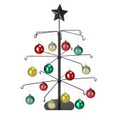 Cinnvoice Wire Tree Christmas Metal Ornament Tree Black Wrought Iron Ornaments Display Stand Features Hooks Easy Assembly for Xmas Small Craft Items Hanging Decor