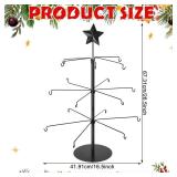 Cinnvoice Wire Tree Christmas Metal Ornament Tree Black Wrought Iron Ornaments Display Stand Features Hooks Easy Assembly for Xmas Small Craft Items Hanging Decor