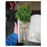 Zheart Fake Eucalyptus Stems in Glass Vase with Faux Water,14 Artificial Plants Eucalyptus Leaves for Shelf Desk Bathroom Farmhouse Room Coffee Table Home Decor (Sage Green)