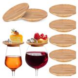 Tessco 8 Pcs 4 Wine Glass Charcuterie Topper Bamboo Round Wine Glass Charcuterie Board Dual Use Cups Topper Appetizer Plates for Christmas Party Family Gatherings Bars Restaurants