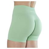 AUROLA Dream Collection Women Workout Shorts High Waist Gym Shorts, Scrunch Butt Seamless Athletic Shorts,Pastel Green,S