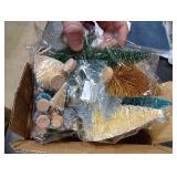 Miniature Sisal Frosted Christmas Trees with Lights Bottle Brush Trees with Wood Base Artificial Mini Christmas Trees DIY Crafts for Christmas Home Table Top Decor Winter Ornament