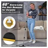B-Land Carpet Rake for Pet Hair Removal, Reusable Pet Hair Remover with 60in Adjustable Long Handle, Carpet Scraper Dog Cat Hair Remover Tool for Rugs, Mats