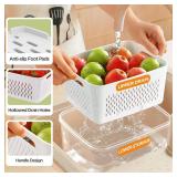 6 PCS Fruit Storage Containers for Fridge with Removable Colanders, 6 Plastic Food Storage Containers with 6 Lids, Leakproof Produce Containers Keep Fruits, Vegetables, Berry, Meat Fresh Longer