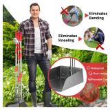 FUSBUNTY Pooper Scooper, Long Handle Dog Pooper Scooper, Heavy Duty Stainless Steel Rake with Tray & Spade Set for Pet Waste Removal, for Grass, Dirt or Gravel