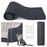 Cat Scratch Mat,118.5x15.9 Trimmable Self-Adhesive Cats Scratch Carpet,Couch Protector from Cats Claw, Cat Scratch Furniture Protector, Indoor Furniture Protection for Chair, Wall,Sofa(Dark Gray)