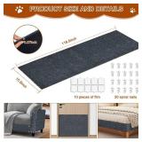 Cat Scratch Mat,118.5x15.9 Trimmable Self-Adhesive Cats Scratch Carpet,Couch Protector from Cats Claw, Cat Scratch Furniture Protector, Indoor Furniture Protection for Chair, Wall,Sofa(Dark Gray)