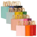 qiqee Medium Size Paper Gift Bags With Handles 10.6x8.3x4.3 16 Solid Colors Party Favor Bags 16-Packs