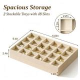 pickpiff Drawer Jewelry Organizer & Display Trays: 2pcs 24grid Velvet Stackable Jewelry Case (13.8x9.4x1.2inch) - Soft Beige Ring Storage Bracelet Holder Earring Box