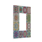 Vintage Mexican Tile Talavera Ceramic 1 Gang Rocker Light Switch Plate Single Decora Outlet Wall Plate Cover Faceplate Decorative Switchplate GFCI for Farmhouse Bathroom Bedroom Living Room Decor