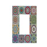 Vintage Mexican Tile Talavera Ceramic 1 Gang Rocker Light Switch Plate Single Decora Outlet Wall Plate Cover Faceplate Decorative Switchplate GFCI for Farmhouse Bathroom Bedroom Living Room Decor