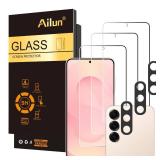 Ailun Glass Screen Protector for Galaxy S25 3 Pack + 3 Pack Camera Lens Tempered Glass Fingerprint Unlock Compatible 0.25mm Anti-Scratch Case Friendly Clear - HD [Not For S25 Plus/S25 Edge/S25Ultra]