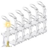 12 Pcs Christmas Electric Window Candle Lamp Holders with Strong Suction Cups Window Plastic Suction Cup Candle Holders for Windows to Secure Christmas Holiday Small Flameless(Clear)