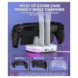 FYOUNG Gaming Headset Holder with Charging Dock Station for Playstation Portal,Atmosphere Light Stand with Magnetic Charging Headphone Stand & Extra 2 USB Charger Ports for Desktop PC Game Accessories