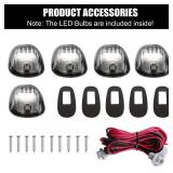 Tresound LED Cab Roof Marker Lights for 03-16 Dodge Ram 1500 2500 3500 with 5 in 1 Wire Harness (Smoked Lens with 16 White LEDs)