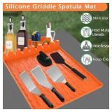 Silicone Griddle Tools Mat for Blackstone Accessories,Silicone Grill Mat with Drip Pad,Heat Resistant Spatula Mat for Outdoor Grill Kitchen Counter,Grilling Accessories Gifts for Men