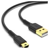 3ft Mini USB Cable, Standard USB 2.0 to Mini B Male Charger Cord Durable USB Mini to USB Charging Cable Compatible with PS3 Controller, MP3 Player, Camera, Dash Cam, Garmin GPS, Hero 3+(Black)