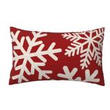 NIDITW Happy Holidays Snowflakes Falling Red Cotton Linen Throw Pillow case Cushion Cover Sofa Chair Decorative Rectangle 12x20 Inches (37)