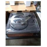 Record Player with Passive Bookshelf Speakers Belt-Drive Vintage Turntable for Vinyl Records External Dual Stereo Speakers LP Players 3 Speed Wireless AUX Headphone Input Auto Stop Retro Black Wooden