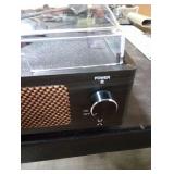 Record Player with Passive Bookshelf Speakers Belt-Drive Vintage Turntable for Vinyl Records External Dual Stereo Speakers LP Players 3 Speed Wireless AUX Headphone Input Auto Stop Retro Black Wooden