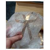 Daifunli Bulk Gold Metal Christmas Bow Ornaments for Christmas Tree Garland Wreath Bulk Bow with Clip Ornament Vintage Indoor Outdoor Home Xmas Party Decorations, 4 x 5 Inches