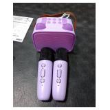 Mgaolo Upgraded Mini Karaoke Machine Toy for Kids, Portable Bluetooth Speaker with 2 Wireless Mics, Emoji & Colorful LED Lights, Home Travel & Party Play Gifts for Boys Girls (Purple)