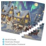 Christmas Wooden Jigsaw Puzzles for Adults 500 Pieces Interlock Perfectly with Letter on Back, Unique Design for Home Decor and Birthday Party Gift Toy