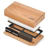 Libken Whetstone Knife Sharpening Stone Kit 1000/6000 Grit with Wooden Box Wet Stone Sharpener Set for Kitchen Knives, BBQ, Hunting, Pocket, Scissor, Blade, Razor Angle Guide & Flattening Stone