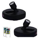 HAMVIDNE LED Spotlights, Battery Powered Picture Lights, Uplighting Indoor, Puck Light with Remote, Plant & Wall Art Display Dartboard Closet Spotlights, Black MISSING ONE BATTERY COVER