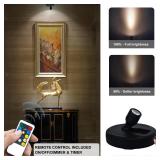 HAMVIDNE LED Spotlights, Battery Powered Picture Lights, Uplighting Indoor, Puck Light with Remote, Plant & Wall Art Display Dartboard Closet Spotlights, Black MISSING ONE BATTERY COVER