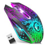 VersionTECH. Wireless Gaming Mouse, Rechargeable Computer Mouse Mice with Colorful LED Lights, Silent Click, 2.4G USB Nano Receiver, 3 Level DPI for PC Gamer Laptop Desktop Chromebook Mac-Black