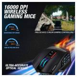UtechSmart Venus Pro RGB Wireless MMO Gaming Mouse, 16,000 DPI Optical Sensor, 2.4 GHz Transmission Technology, Ergonomic Design, 16M Chroma RGB Lighting, 16 programmable Buttons, Up to 70 Hours