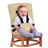 Portable High Chair by Baby Pick- Foldable High Chair for Travel with Adjustable Shoulder Straps- Compact Harness Seat for Babies & Toddlers- Easy to Use Washable Feeding Safety Seat (Beige)