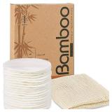 20 Packs Organic Reusable Makeup Remover Pads, Washable Bamboo Cotton Rounds for All Skin Types with Cotton Laundry Bag