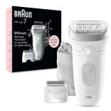 Braun Epilator Silk-epil 7, Hair Removal Device, Women Shaver & Trimmer, Wet and Dry, Wide Head, Includes Shaver Head and Trimmer Comb, SE7-041, Silver