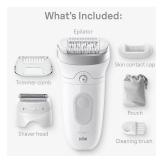 Braun Epilator Silk-epil 7, Hair Removal Device, Women Shaver & Trimmer, Wet and Dry, Wide Head, Includes Shaver Head and Trimmer Comb, SE7-041, Silver