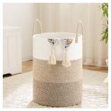 Artfeel Laundry Basket,Woven Cotton Rope Laundry Hamper,40L for Decorative Storage of Dirty Clothes,Toys and Blankets in Bathroom,Bedroom and Living Room