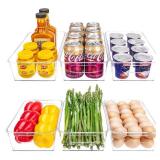 HOMER Set of 5 Refrigerator Organizer Bins, Pantry Organization and Storage Bins, Fridge Organizers with Cutout Handles, Clear Plastic Storage Bins for Pantry - BPA Free Kitchen Organizers