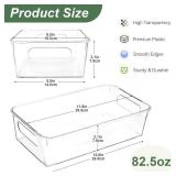 HOMER Set of 5 Refrigerator Organizer Bins, Pantry Organization and Storage Bins, Fridge Organizers with Cutout Handles, Clear Plastic Storage Bins for Pantry - BPA Free Kitchen Organizers