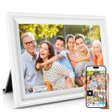 Smart White Digital Picture Frame WiFi Send Photos from Your Phone 16GB Storage 10.1inch 1280x800 IPS Touch Screen Digital Photo Frame Auto-Rotate Wall Mountable Photo Picture Frame Digital
