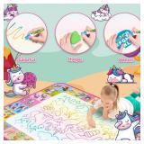 Aqua Water Doodle Mat - Kids Drawing Mat Toddlers Educational Toys for Age 3 4 5 6 7 8 Year Old Boys Girls Gifts - Neon Color Mat Doodle Board Writing Drawing Toys Holiday Christmas Birthday Gifts