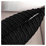 UGASA Velvet Lumbar Throw Pillow Cover, Both Sides Corduroy Striped Soft Solid Decorative Rectangular Cushion Case for Couch/Bedroom/Car, 1 Pack, 12x20 Inch, Black