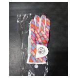 GKandi Women Golf Gloves Right Handed Golfer Left Hand Glove Grip Soft Breathable All Weather Printed Pattern 1 Pack with Ball Marker for Ladies Size S M L (Square, Medium)