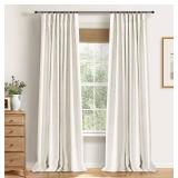 100% Blackout Shield Full Blackout Curtains for Bedroom 84 inch Length 2 Panels Set, Clip Rings/Rod Pocket Faux Linen Black Out Curtains for Living Room, Thermal Insulated, 50Wx84L, Beige
