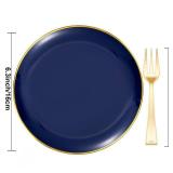 Festiva 400Pcs Navy Blue Gold Dessert Plates 6.3 with Forks 5- 200PCS Small Disposable Dessert/Cake/Appetizer Plates and 200PCS Forks - Serve 200 Guests for Hanukkah Party&Birthday &New Year