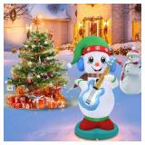 HZGDEJTG 6ft Christmas Inflatable Outdoor Decorations, Snowman Playing Guitar Inflatable Patio Decorations with LED Lights for Indoor Outdoor Patio Garden Christmas Decorations